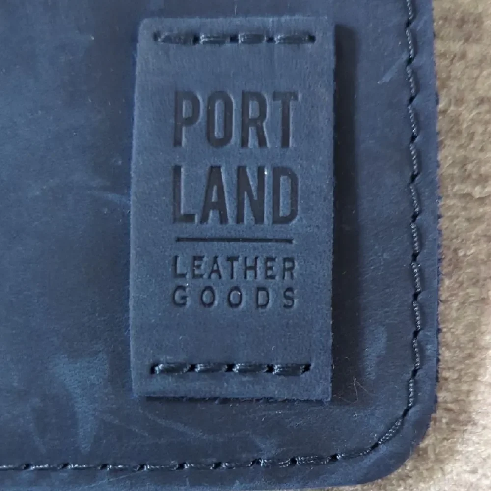 Portland Leather Navy Blue Clutch with Gold Zipper